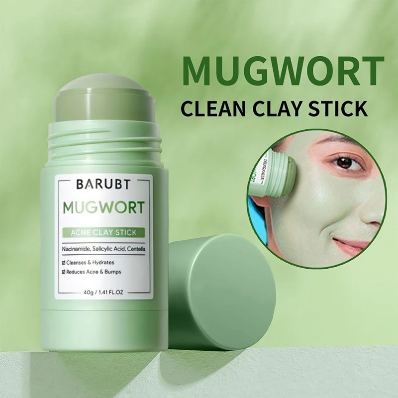 Mugwort Volcanic Mud Mask Stick Portable Rotating Cleansing Mask Stick Deep Cleansing Improve Rough Skin Daily Facial Care Stick