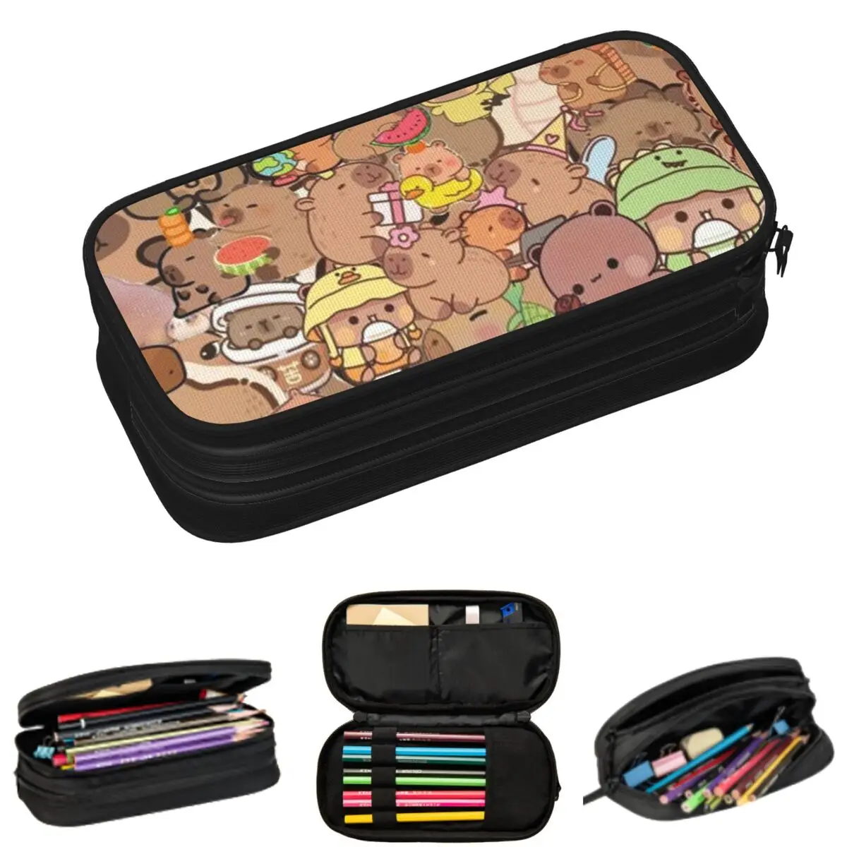 

Cute Capybara Pattern Cartoon Pencil Cases for Student School Pen Box Pencil Bag Large Storage Pencil Pouch