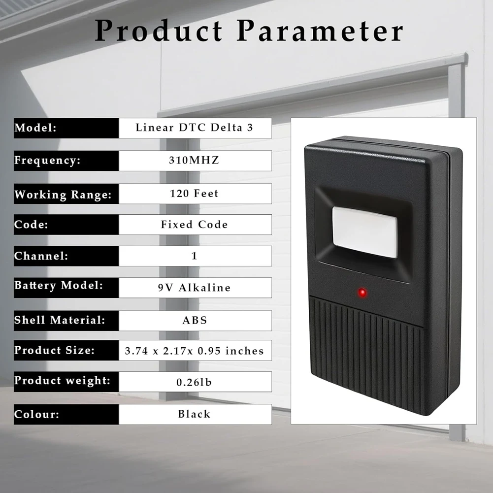 FULL-Gate Opener Remote 8 Dip Switch For Linear Delta 3 DT DTA DTD DTC DNT00002A Garage Door Controller 310 MHZ 1Pcs