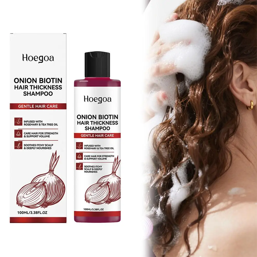 100ml Onion Biotin Shampoo Anti-Hair Loss Scalp Care Shampoo Gentle Cleansing Strengthen Hair Roots Thickening Shampoo