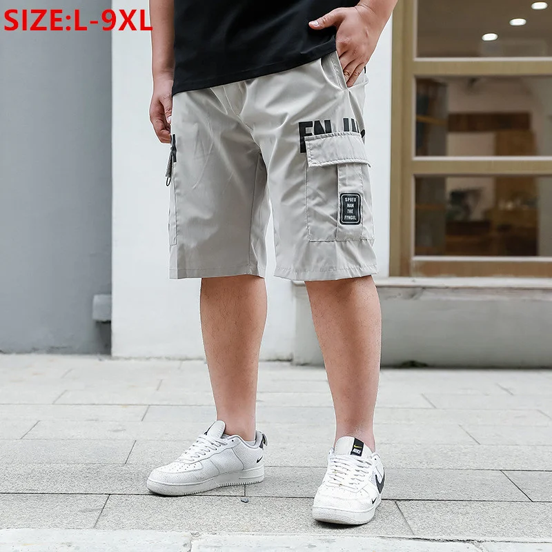 Cargo Shorts Men Summer Thin Loose Plus Size 9XL Young Fashion Black 8XL High Waisted Pockets Boy 7XL 6XL 5XL Fat Half Trousers