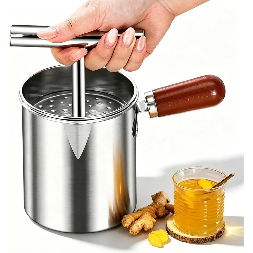 Stainless Steel Hand Press Juicer with Filter Manual Fruit Ginger Squeezer