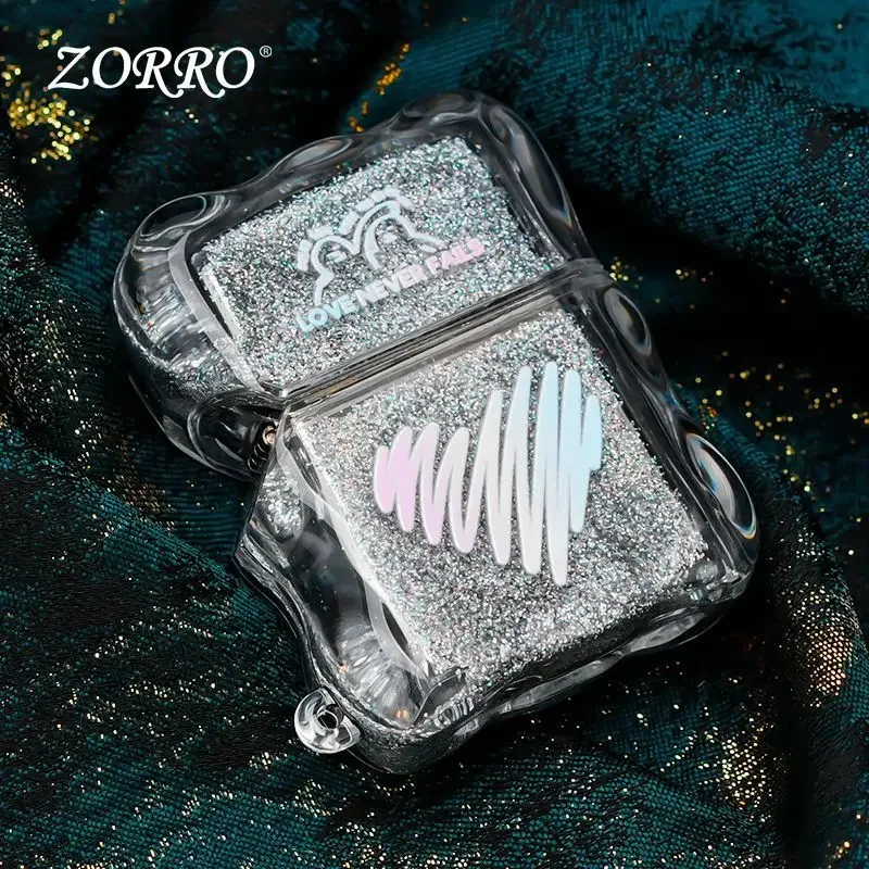 

ZORRO Silver Powder, Love, Quicksand, Kerosien, Windproof Lighters, Gifts for Boys on Qixi, Birthday Gifts Lighters Smoking
