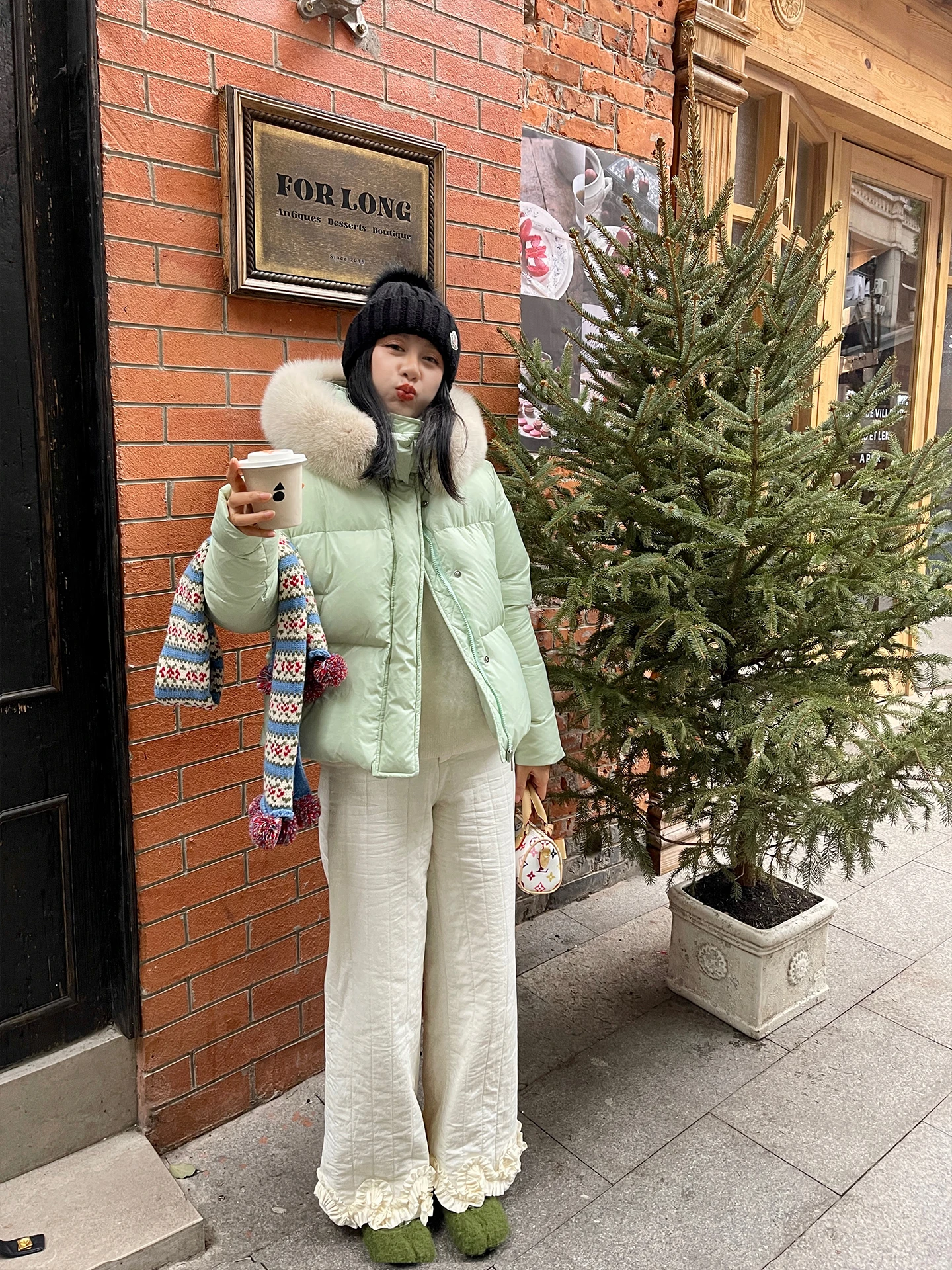 

Heidy Warm Melting Snow Season White Waed Slightly Wrinkled Cotton Blend Wide Leg Cotton Pants Women's Straight Cut Thien...