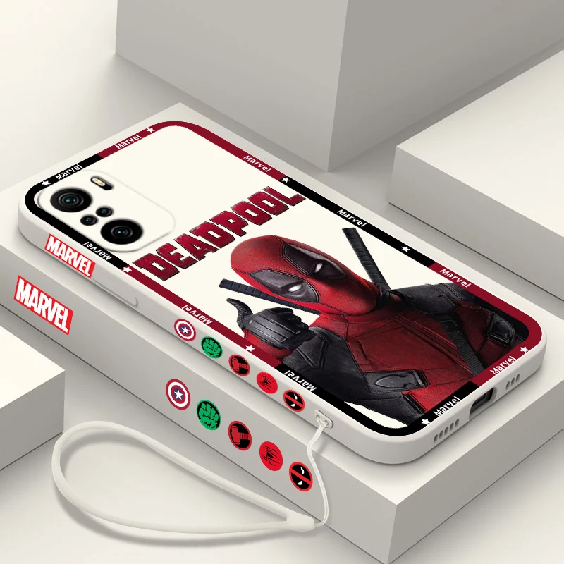 Marvel Superhero Deadpool dla Xiaomi Redmi Note 13 12 12Pro 11 11S 11T 10S 10 Pro Plus 5G etui na telefon z płynną lewą liną