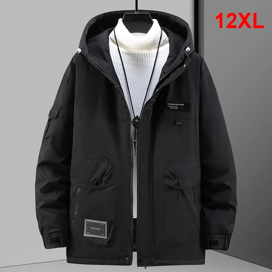 Waterproof Parkas 10XL 12XL Plus Size Winter Parkas Men Thick Jackets Hooded Coat Casual Winter Black Coat Big Size 12XL