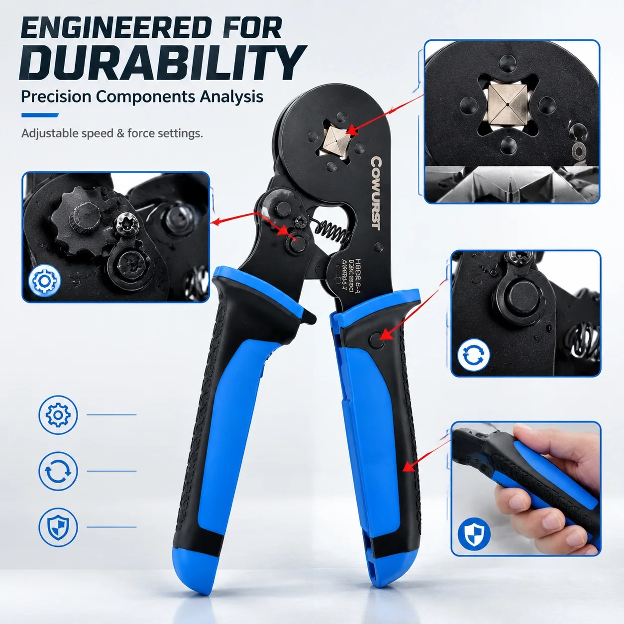 HSC8 6-4 Ferrule Crimping Tool Anti-Pinch Self Adjust Ratchet Crimper 0.25-10mm² Wire End Terminal Crimp Pliers