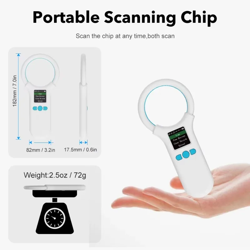 Pet Microchip Scanner Portable Screen USB/  Strap for Cat, Dog and Animal Card Reader Storage Handheld Chip Card Reader view 4