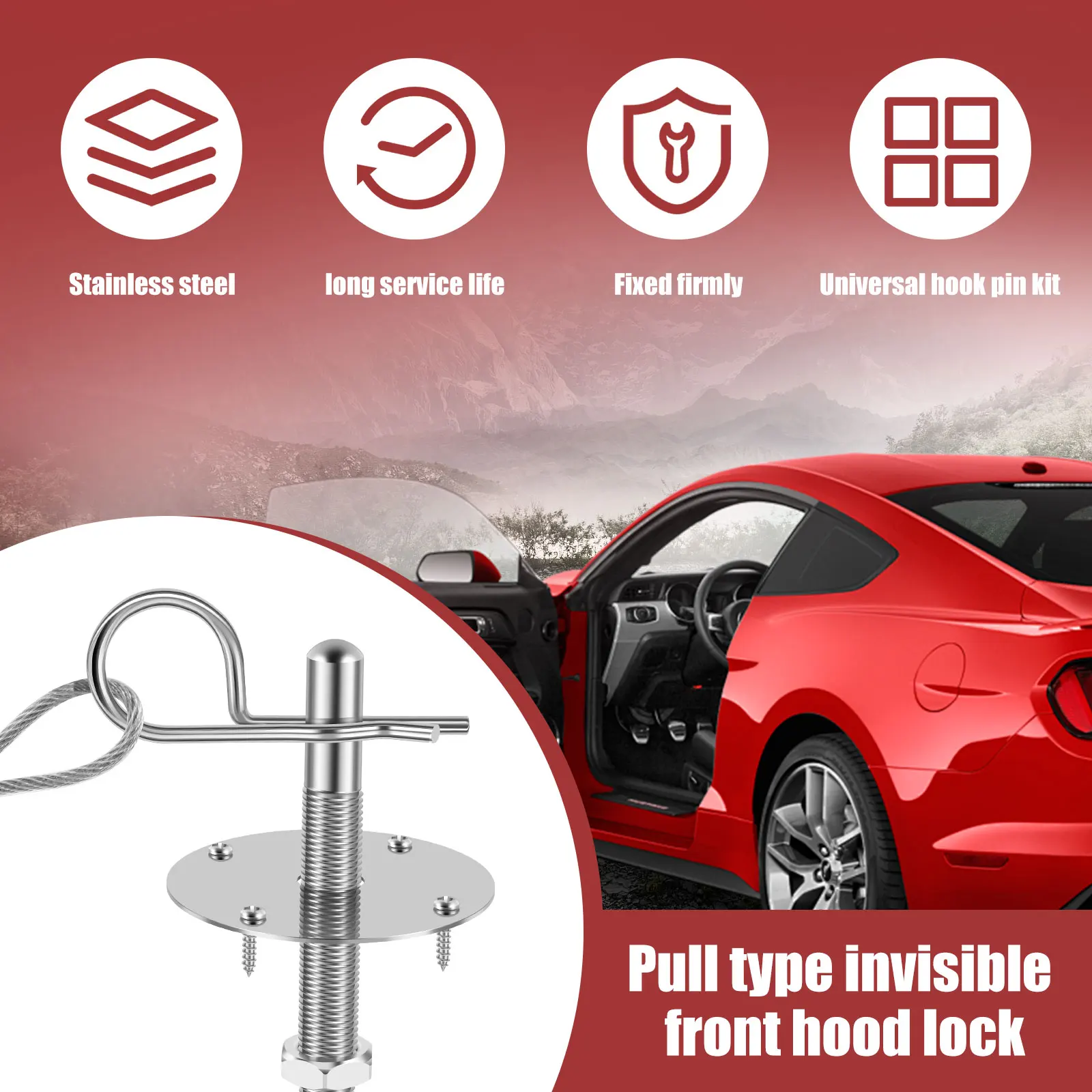 قفل غطاء محرك السيارة سباق السيارات هود دبوس قفل الفولاذ المقاوم للصدأ الإفراج السريع بونيه قفل كليب عدة العالمي تعديل الملحقات