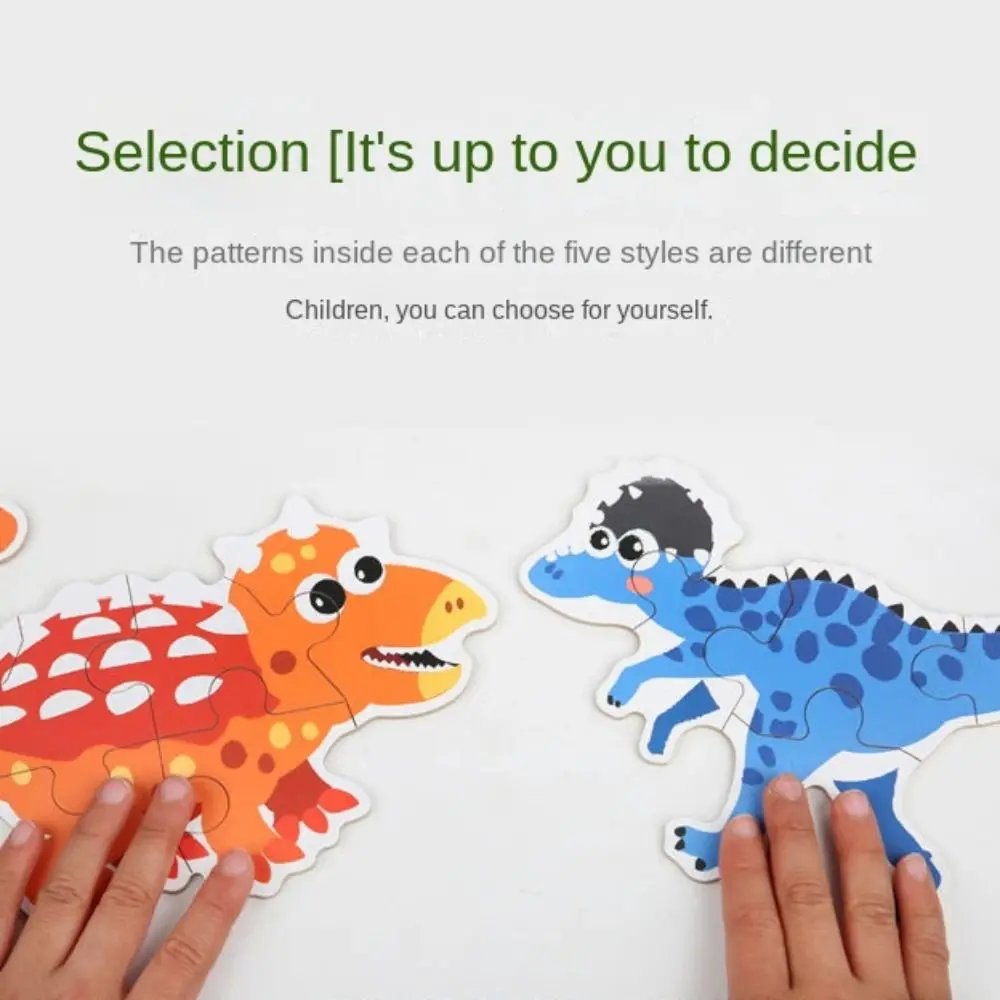 

Dinosaur Cartoon Animal Jigsaw Montessori Educational 3D Wooden Puzzle Colorful Car Baby Wooden Toys Preschool