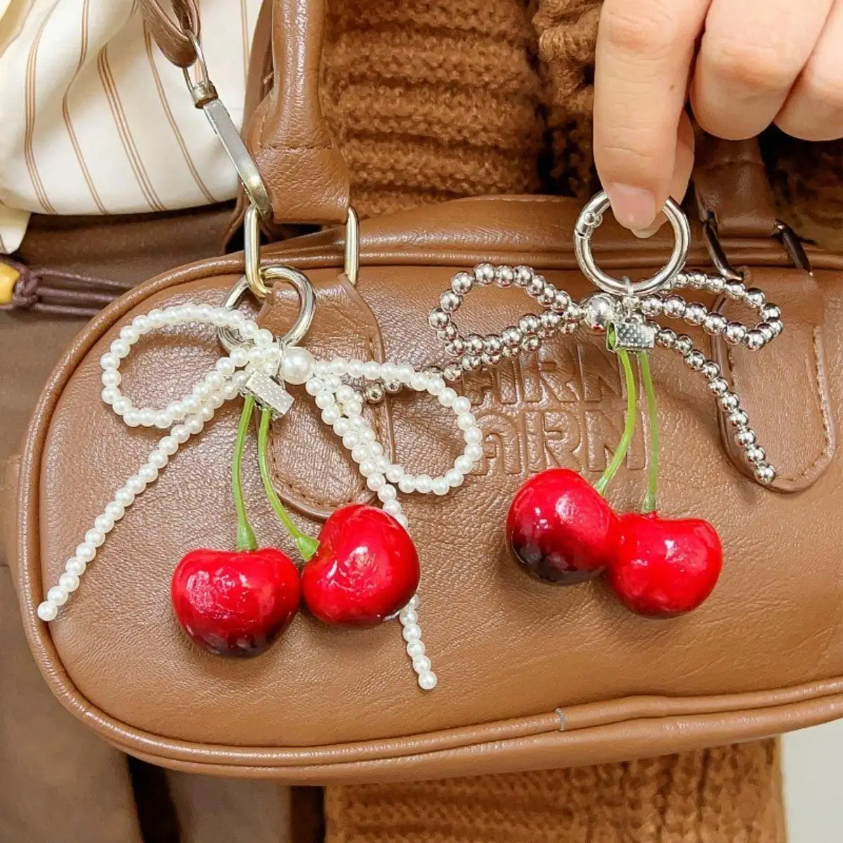 الفراولة INS نمط المفاتيح لطيف جرلي حقيبة سحر الكرز Bowknot المفاتيح لفتاة النساء الطلاب هدايا عيد الميلاد عيد الميلاد #2