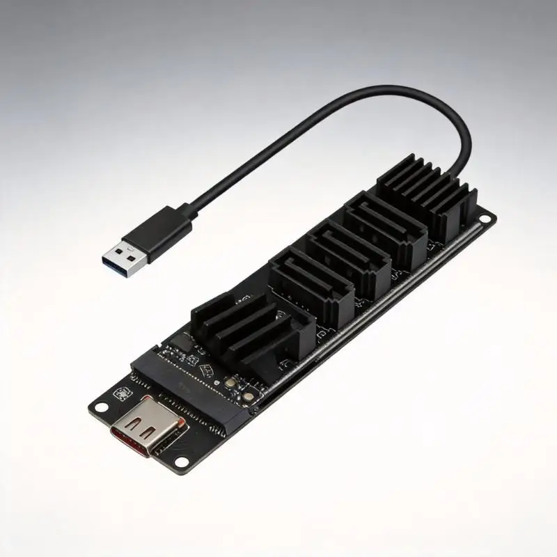 USB 3.2 Gen1 To 5 SATAIII Converter JMS580 Chip With Aluminum Heat Sink