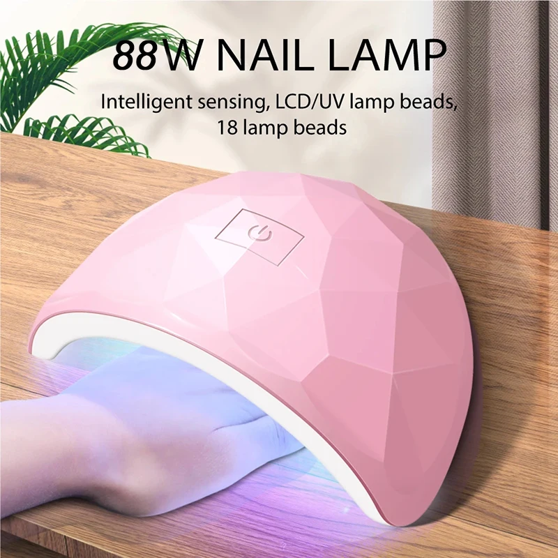 88W UV Nail Curing Lamp For Gel USB Nail Phototherapy Machine For Home Salon Small Size Timer Setting Portable 18 LED Lamp