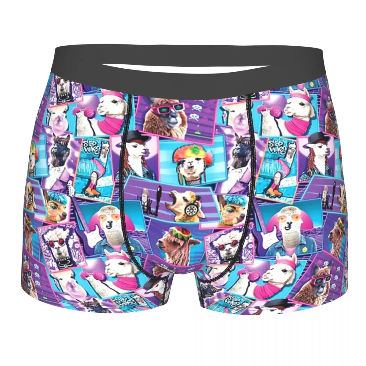 Alpaca 80s Party Time Underpants Breathbale Panties Male Underwear Print Shorts Boxer Briefs