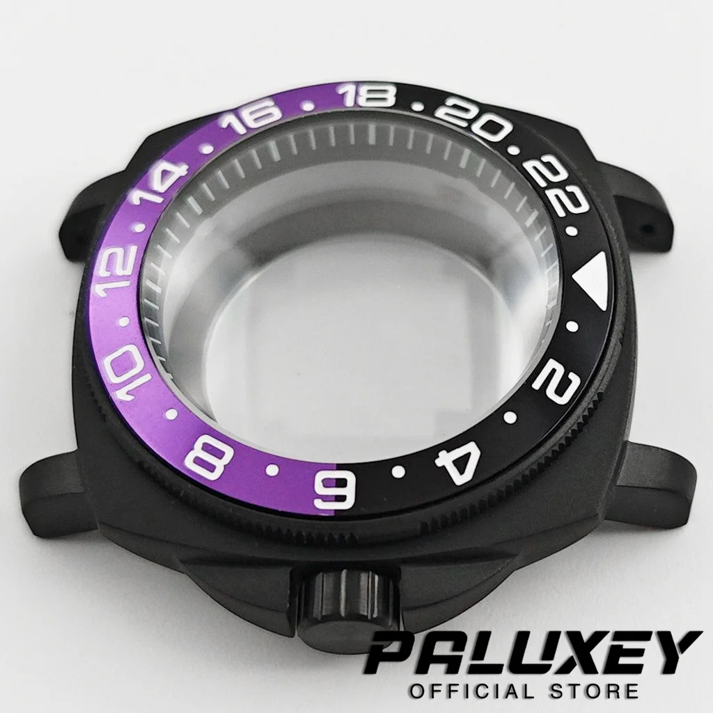 42mm Dome Sapphire Crystal Matte Black Wildfire Watch Case Square Diving Mod Case For NH34 NH35 NH36 Movement Fit 28.5mm Dial