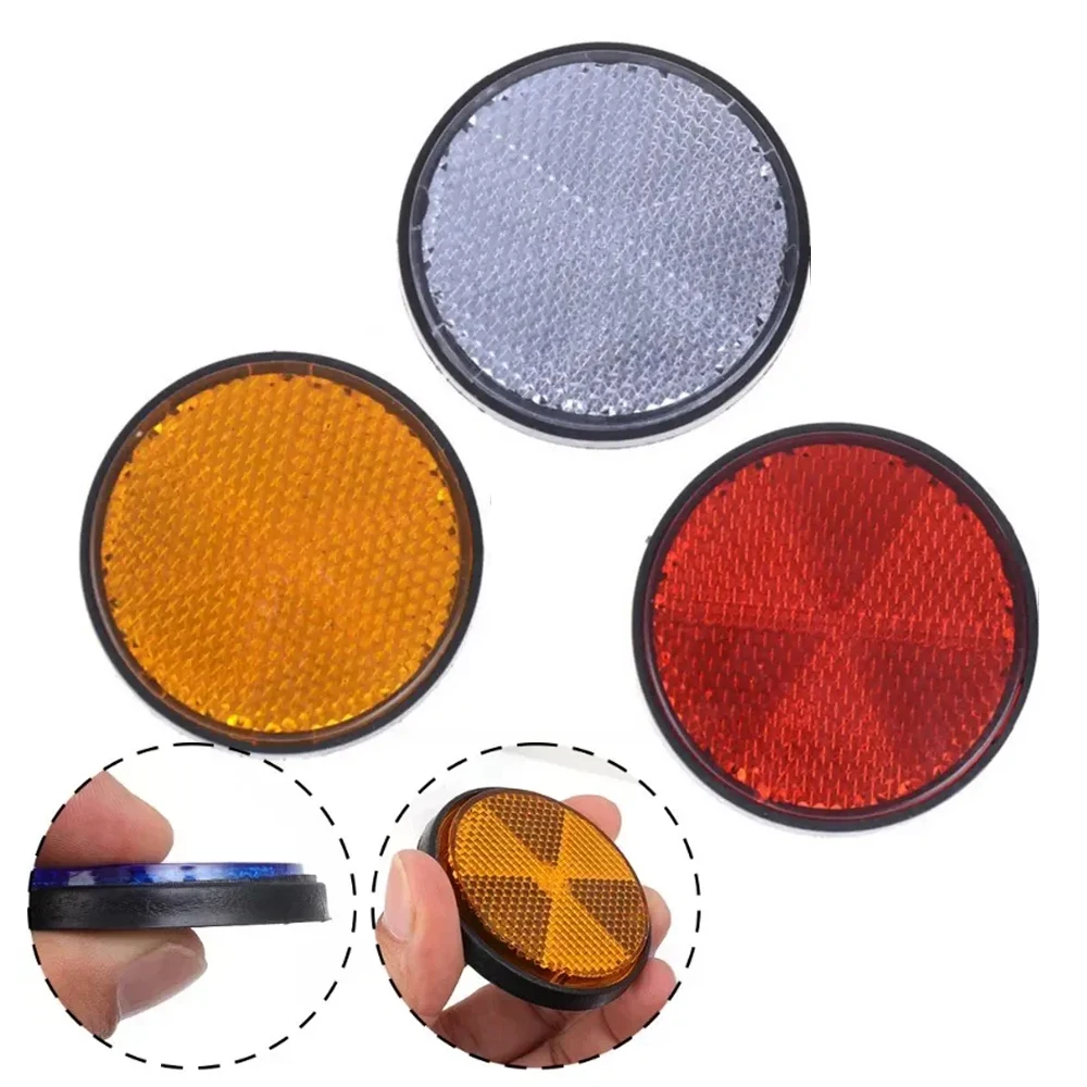 2 قطعة عاكس ذاتي اللصق دائري علامة السلامة المستديرة شريط إشارة عاكس سيارة دراجة نارية الناقلات سياج مقطورة بوابة آخر