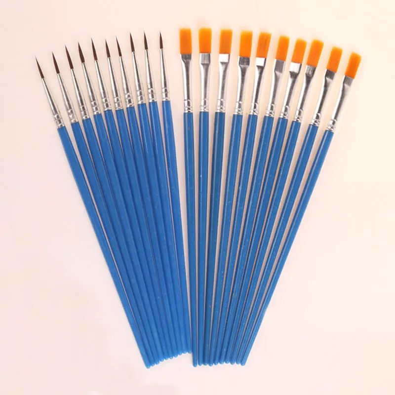 10 Pcs Artists Paint Brush Set  Watercolor Round Pointed Nylon Tip Hair Multifunction hook line short pointed Pen