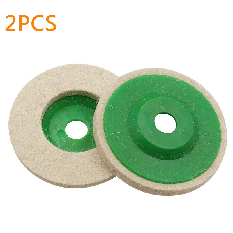 

2PCS 4 Inch Round Wool Felt Disc Wheel Pad Buffing Wheels for 100 Angle Grinder Buffing Polishing Buffer Bore Dia-White & Green