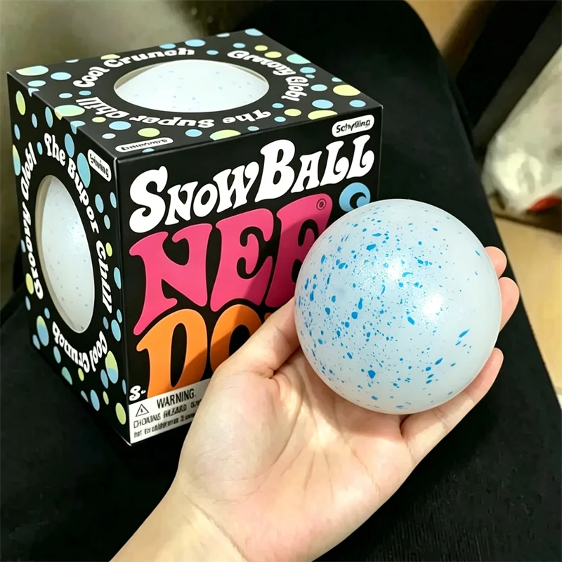 Needoh Snow Ball Crunch Squeeze Stress Ball Fidget Toy Soft Quick Rebound Flour Filling Non-toxic Anxiety Relief Autism ADHD Toy
