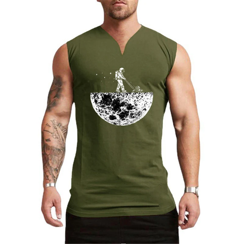 Fitness Fitness Muskel ärmellose Unterhemden Sommer Baumwolle atmungsaktiv cool Gefühl Tanktops Herren Bodybuilding V-Ausschnitt Sport T-Shirt