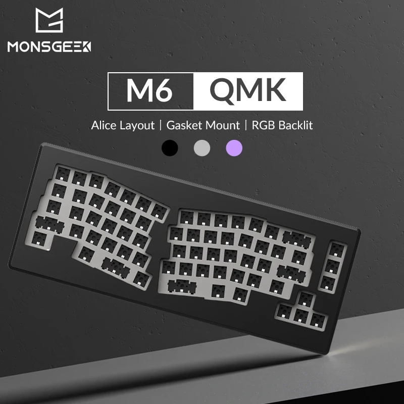 Akko Monsgeek M6 Barebone Kit, 65% CNC de alumínio mecânico estilo Alice, teclado de montagem de junta, hot-swap, retroiluminação RGB sul