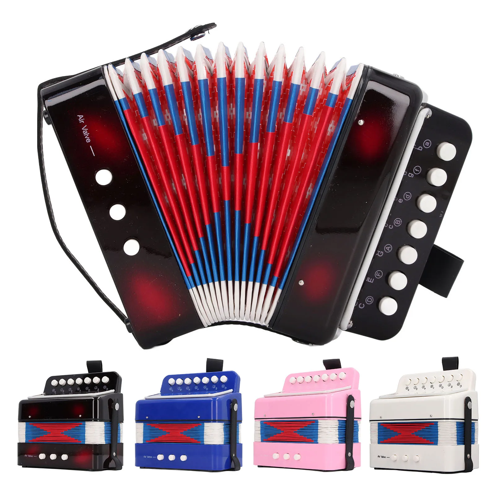 

Кнопочный аккордеон для начинающих, 7-клавишный аккордеон с управлением, 2 баса, образовательный гибкий компактный аккордеон с пряжкой для ремня для практики
