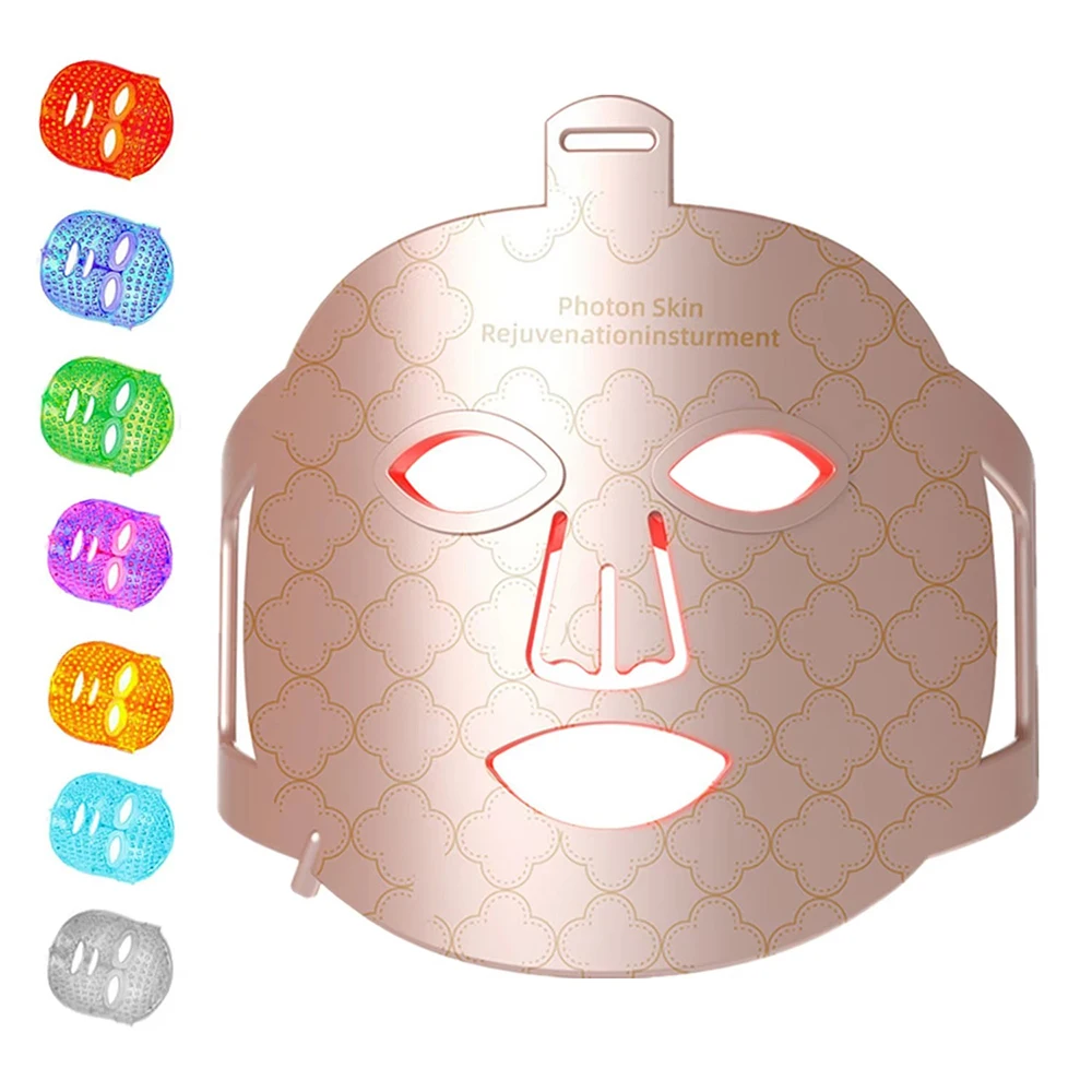 Neue 8-in-1 rote LED-Lichttherapie, flexible Infrarot-Maske, Silikon, 8 Farben, LED-Therapie,