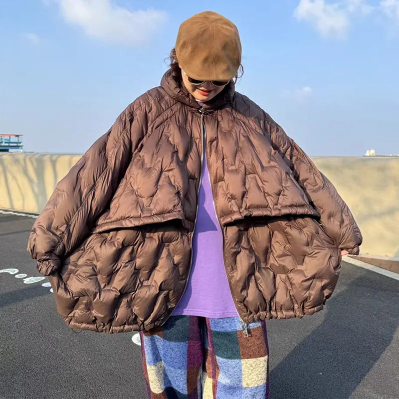Winter Loose Solid Lightweight Hooded Down Jacket Female Casual Zipper Warm Parka Outwears Women White Duck Down Jacket Overcoat