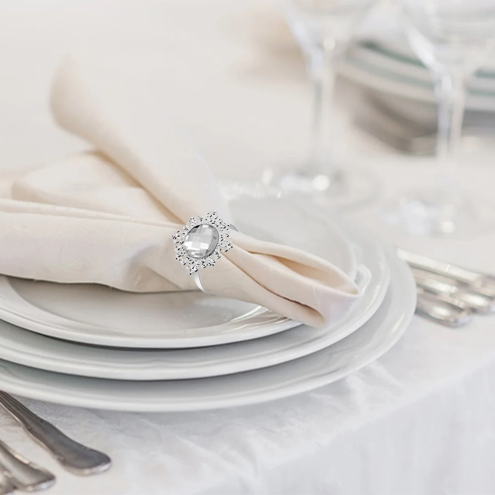 

12pcs Napkin Rings Blue Acrylic Iron Elegant Table Decoration Wedding Banquet Formal Event Dinner Ring Holders