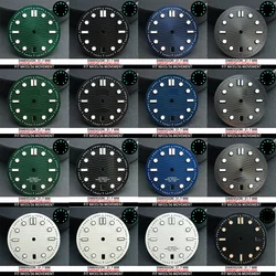 NH35 Watch Dial 31.7mm Black Green Blue Watch Dial Green Luminous Fit NH35 Movement Watch Accessories Parts Wave texture