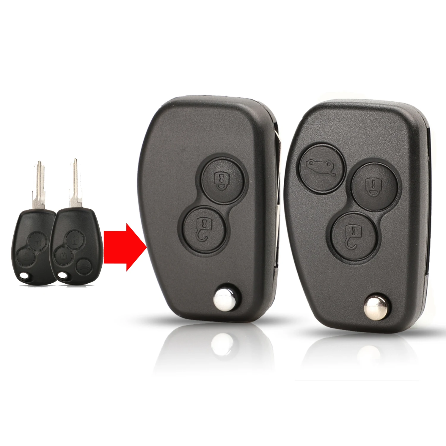 

jingyuqin Modified Flip 206 VAC102 Blade Car Key Shell Case 2/3 Buttons for Renault Duster Logan Fluence Clio Kangoo Sandero