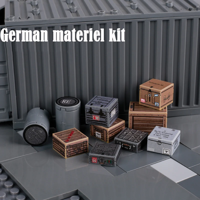 WW2 US German Material Package Building Blocks Soviet Union Solider Figures Army Tool Box Weapons Accessories Bricks Toys Gifts