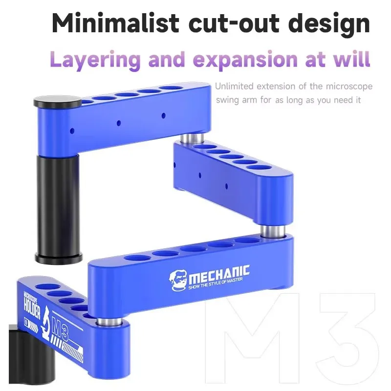 ميكانيكي M3 360 °   ذراع التأرجح القابل للتعديل للمجهر، دوران ممتد لصيانة المجهر، أداة دعامة التأرجح
