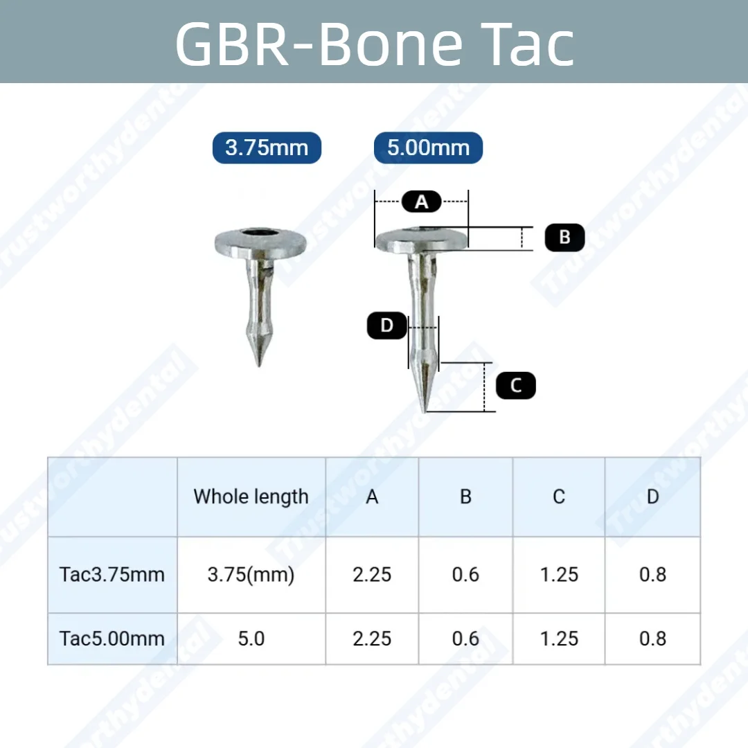 Dental Bone Tack GBR Titanium Driver Pins Case Membrane Alloy Fixation Stabilization Flat Headed Nail 3.75mm 5mm
