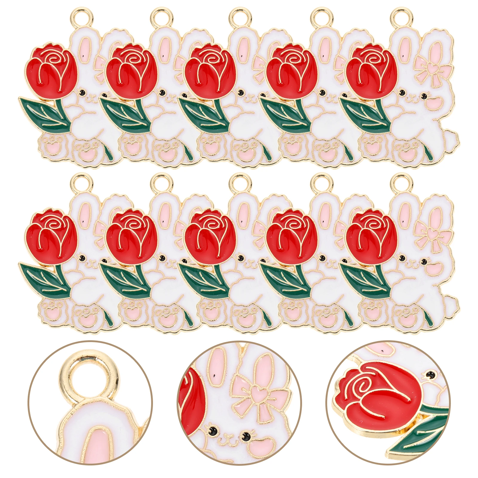 

10 Pcs Keychain Accessories Bunny Charm Jewelry Making Animal Pendant Keyring Charms