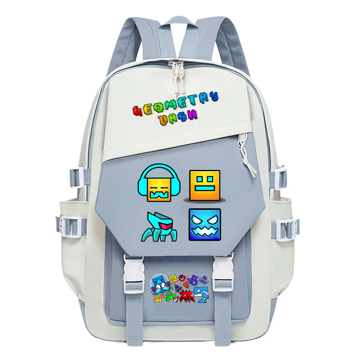 怒りのジェオメトリダッシュ大容量スポーツ旅行スクールバッグ十代の女の子男の子用バッグパック子供バックパック子供ランドセルギフト