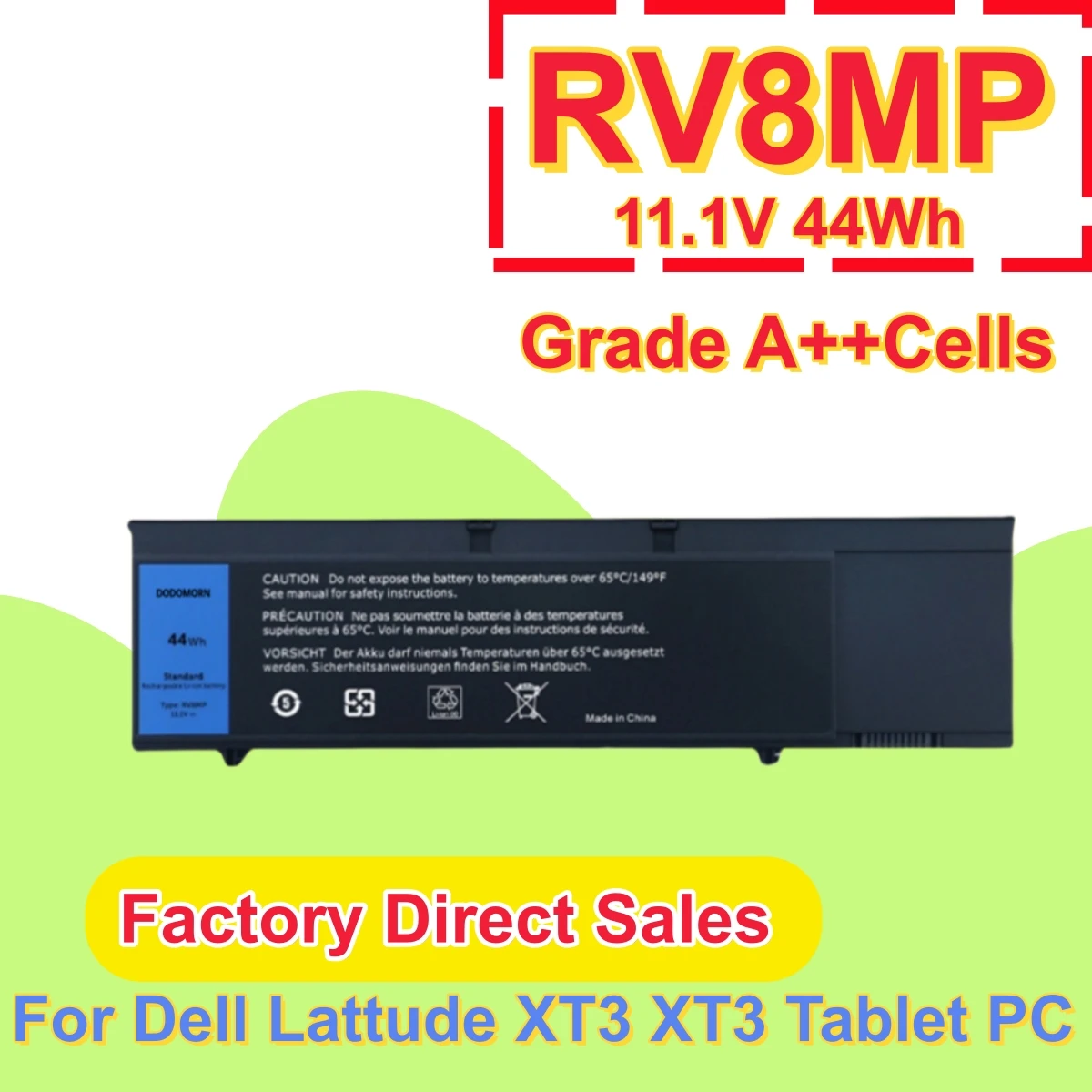 Factory Direct RV8MP Laptop Battery For Dell Latitude XT3 Tablet PC 1NP0F H6T9R  37HGH 5K4WW 0DNY0