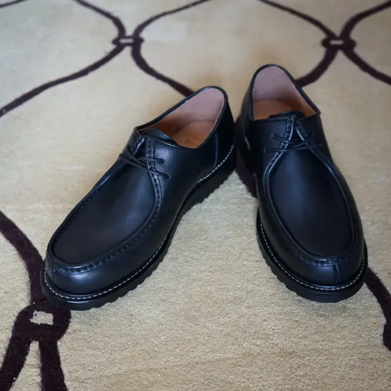 

Men's Genuine Leather Shoes Goodyear-Welding Retro Classic Derby Round Toe Leather Shoes Formal Casual Business