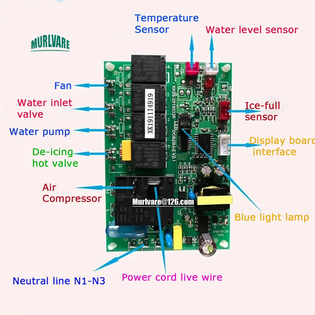 قطع غيار ماكينة صنع الثلج العالمية لوحة تحكم لوحة الكمبيوتر لوحة دارات مطبوعة مع شاشة عرض لآلة الثلج Lecon Yindu