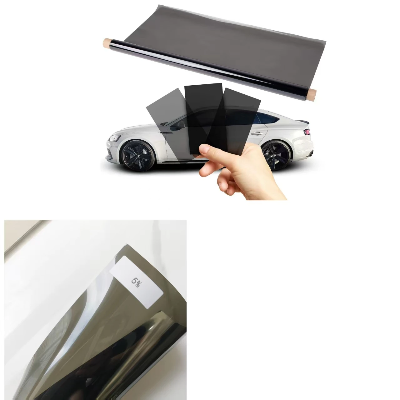 Premium Hot Sale 5% VLT 6mil  Self Healing Static Cling Glossy UV Proof Privacy Window Tint Film Glue-Free Reusable Removable