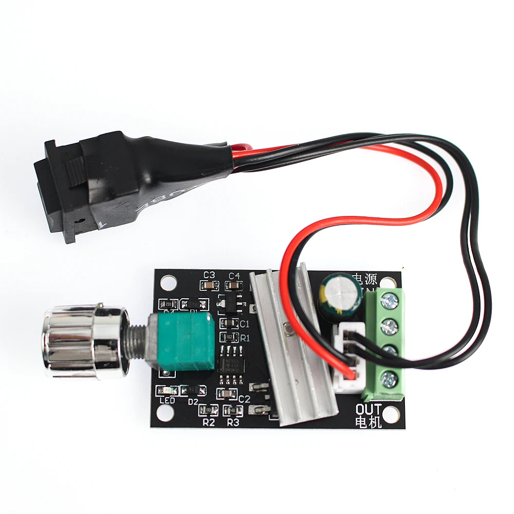 PWM Motor Speed Controller DC 6-28V 3A 80W Adjustable Regulator with Control Potentiometer ON/OFF Switch