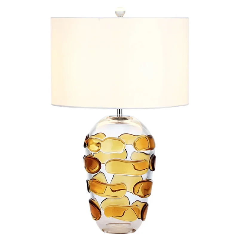 

Glazed table lamp, simple modern living room bedroom bedside lamp, crystal glass light luxury post-American model room hotel