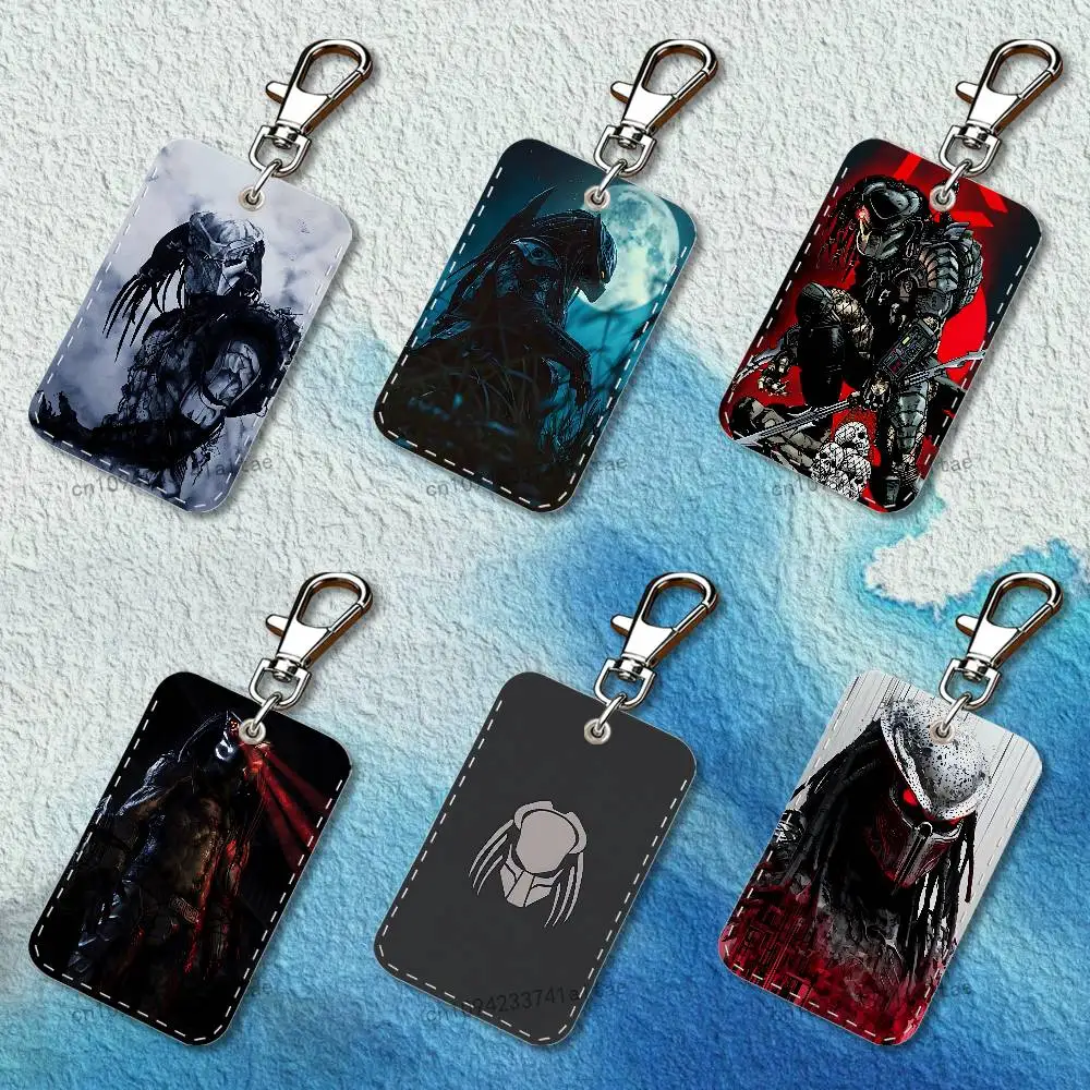 

Film The P-Predator Rectangle Access Card Case Leather Card Holder Keychain Key Ring Transportation Card Case