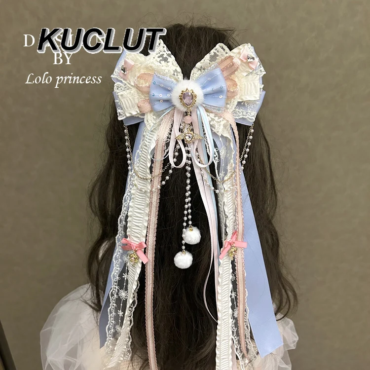 Accesorio de Cosplay para niña, accesorios para el cabello de moda Lolita para mujer, tocado nuevo dulce y bonito, pinza para el pelo con lazo hecha a mano