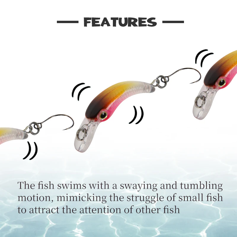 LETOYO Floating injured Fishing Lure 40mm 1.2g Micro lures Artificial Minnow Bait wobblers for Trout Bass Perch