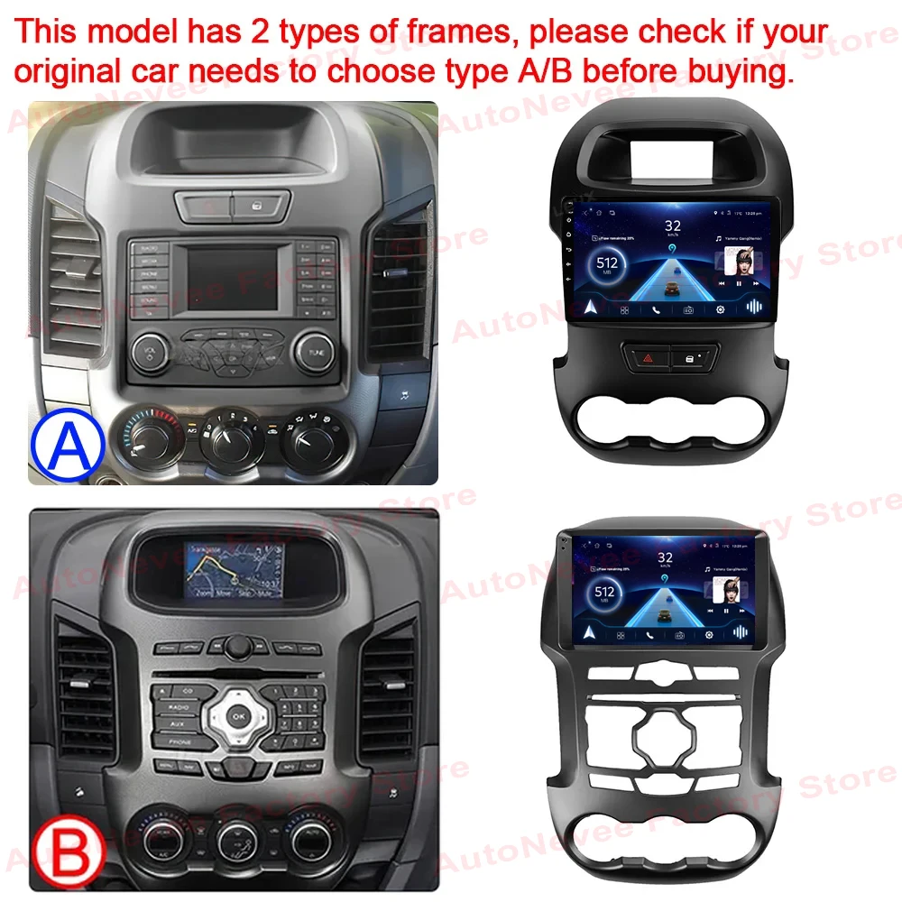 Car Radio Android 14 For Ford Ranger 2011-2016 Auto Radio Multimedia Player Stereo Head Unit GPS Navigation No 2din DVD QLED