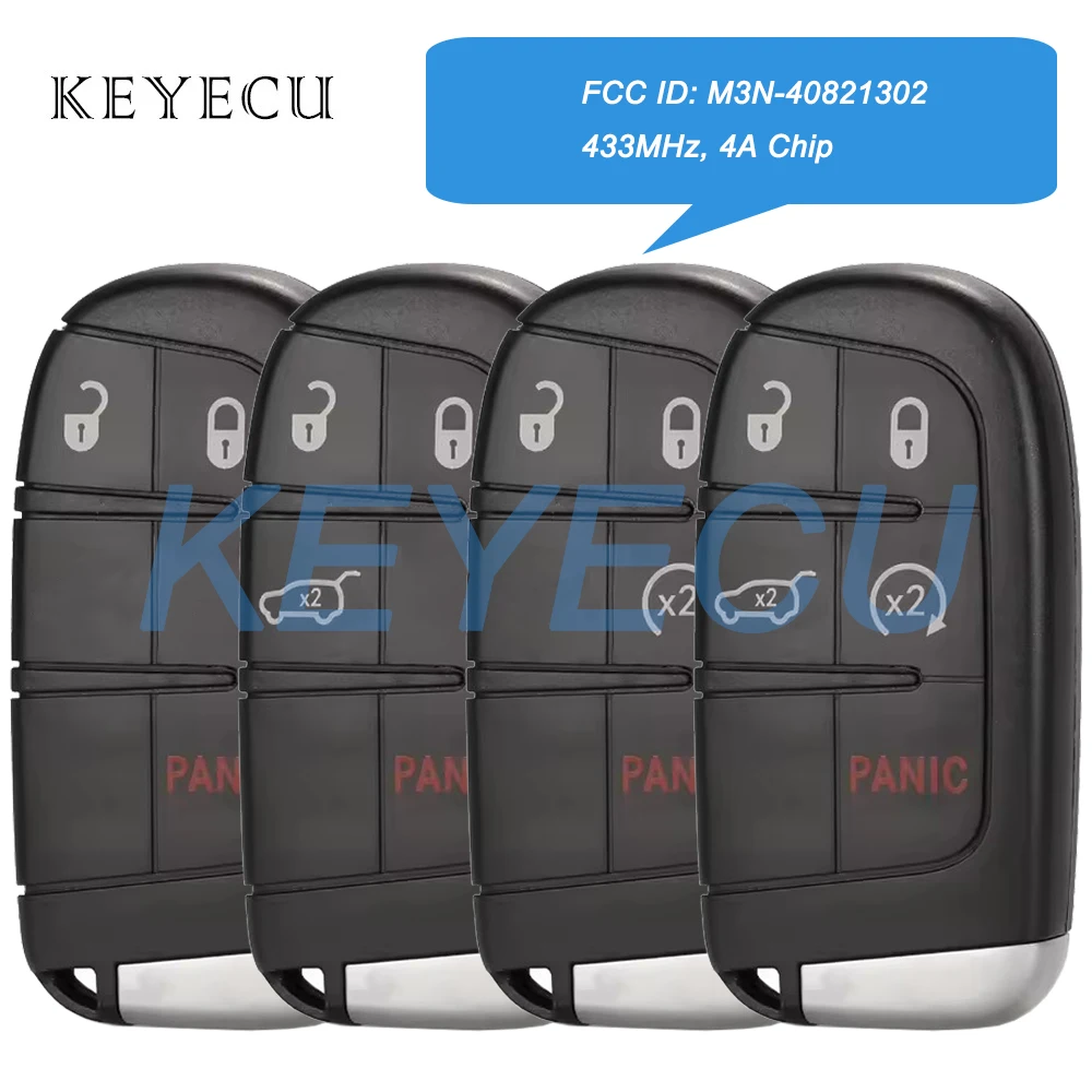 

Keyecu M3N-40821302 433MHz 4A Chip Smart Remote Car Key Fob for Jeep Compass Renegade 2015 2016 2017 2018 2019 2020 2021 2022