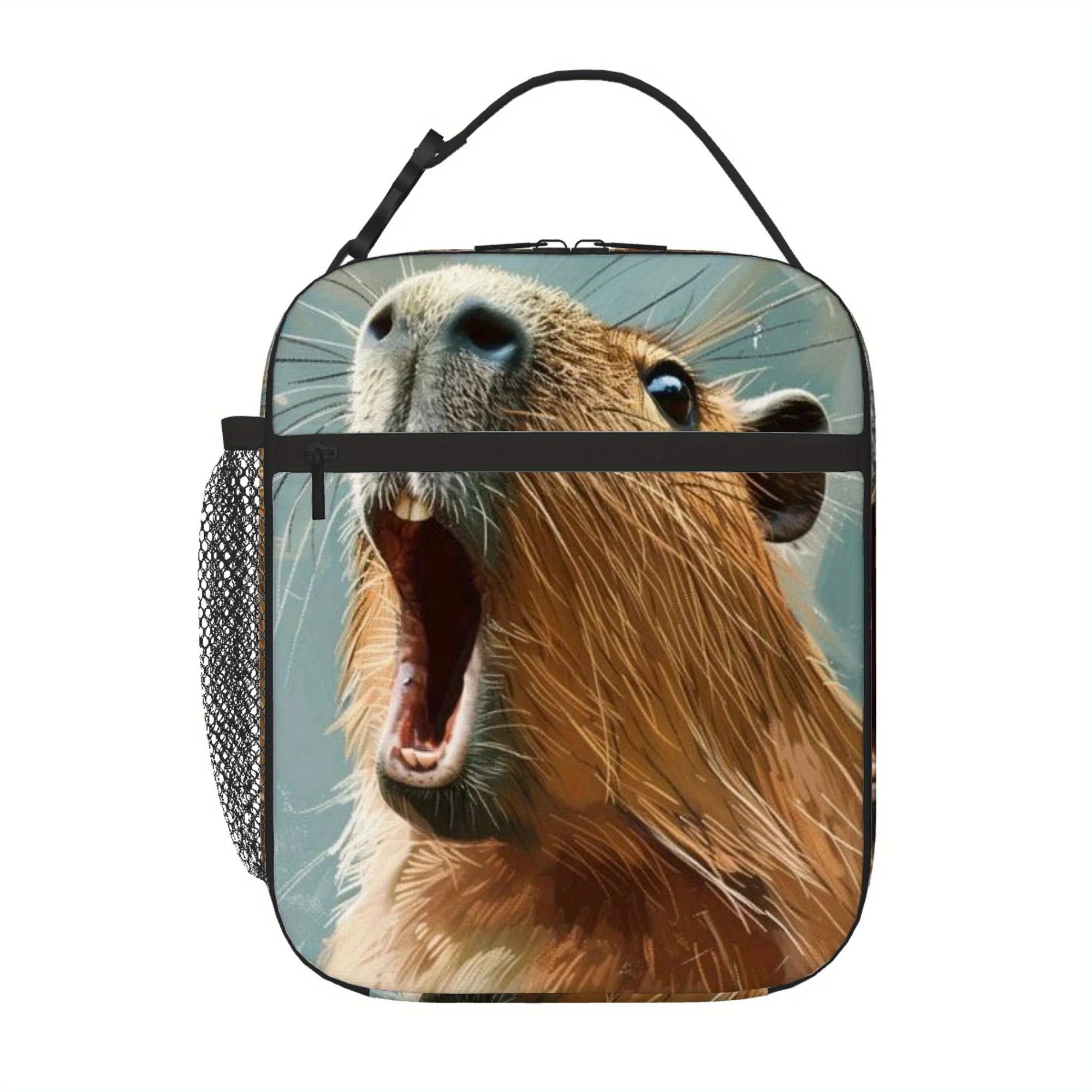 1pc Capybara Print Insulated Lunch Bag - Thermal, No Food Contact, Portable & Reusable for Home, Office, Classroom, Hiking - Mix