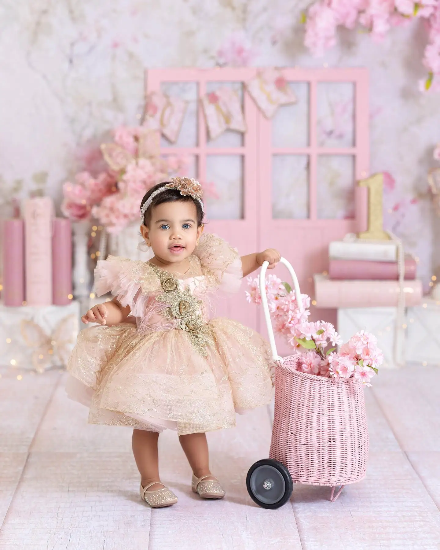 Lovely Pink Photo Shoot Dresses Feathers Children Birthday Party Gowns Appliqued Toddler Baby Flower Girl Dresses for Wedding