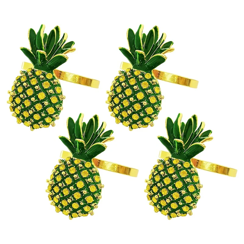 

Summer Napkin Rings Set Of 4,Pineapple Napkin Holder Rings Holders For Tables, Fruit Napkin Buckles Ring For Kitchen